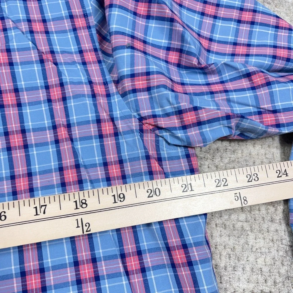 Vineyard Vines Shirt Men Medium Blue Pink Plaid Slim Fit Tucker Button Up Preppy - Picture 7 of 9